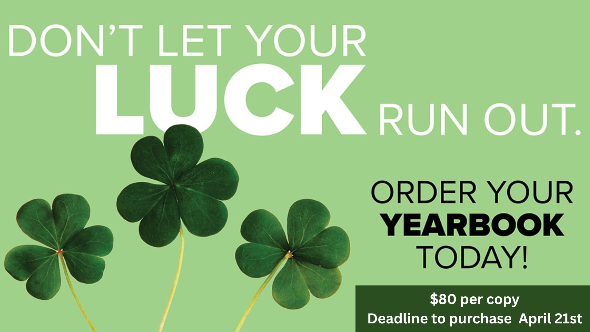 Buy a yearbook, $80 www.yearbookforever.com